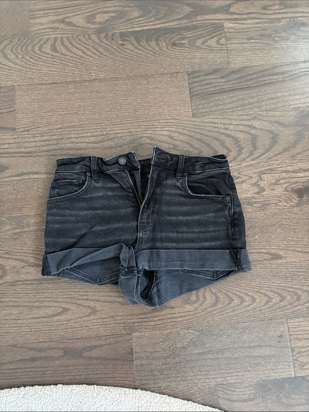 American Eagle Outfitters Black Cuffed Denim Shorts